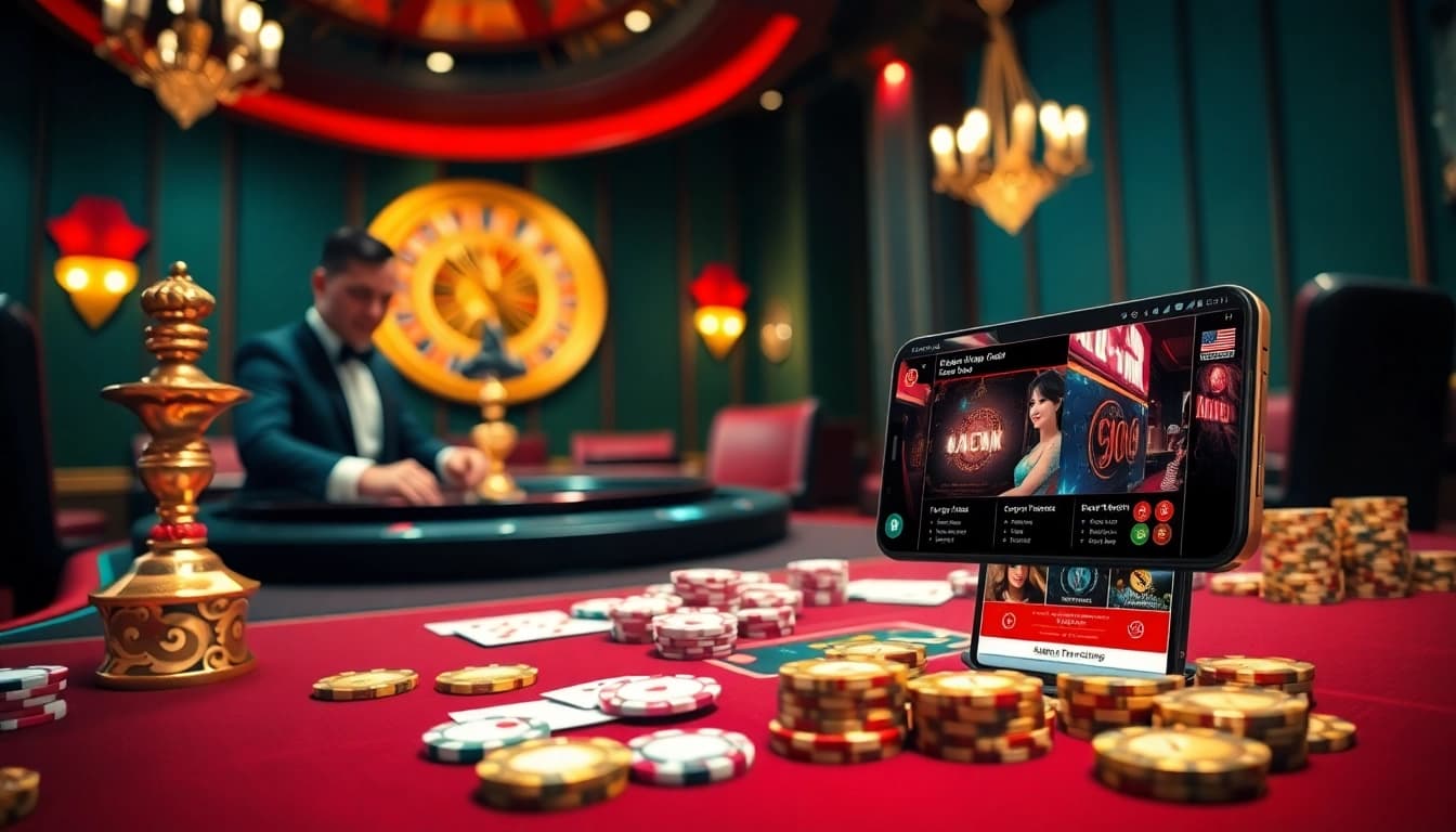 Experience the thrill of fun88 with an elegant casino scene featuring games and betting action.