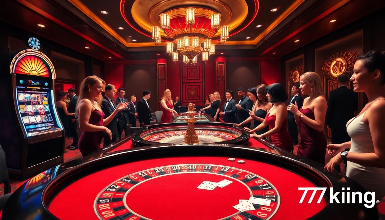 Experience thrilling gameplay at 79king with vibrant casino visuals featuring excited players and slot machines.