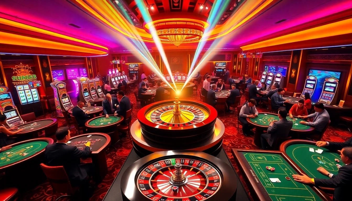 Players enjoying thrilling casino games at https://lucky88s.fit/ with vibrant atmosphere and exciting action.