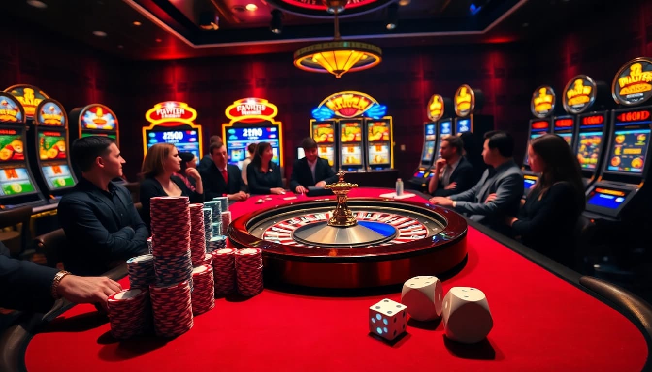 Experience the thrill of gambling at 789F with players enjoying a vibrant casino atmosphere.