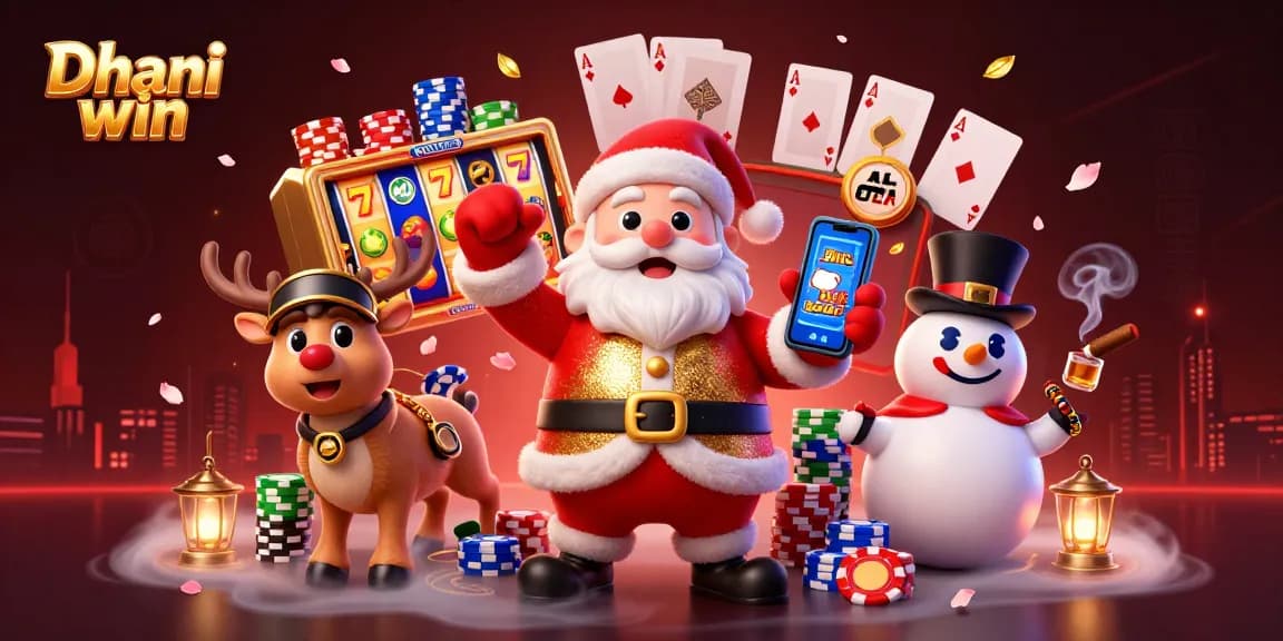 Dhani win offers thrilling casino experiences with Santa and friends celebrating big wins.