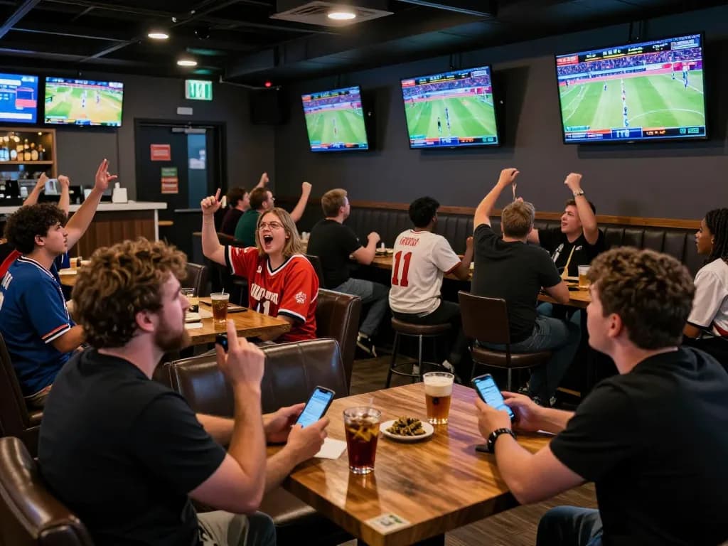 Experience the excitement of sports betting at 789F, with fans engaged in thrilling gameplay and strategic discussions.