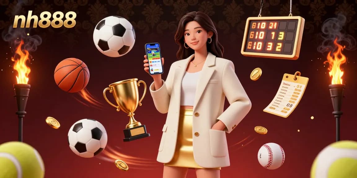 Experience the excitement of nh888 with thrilling sports betting action in a vibrant promotional scene.