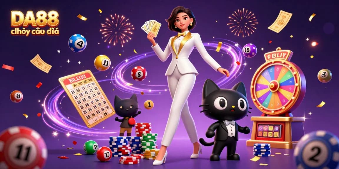 Experience DA88 chơi cực đã with thrilling casino elements in a vibrant 3D scene.