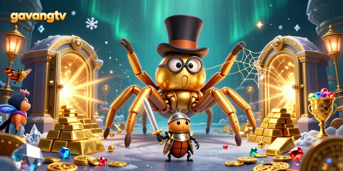 Engage with the magic of gavangtv in this vibrant casino adventure illustration featuring a daring beetle knight.