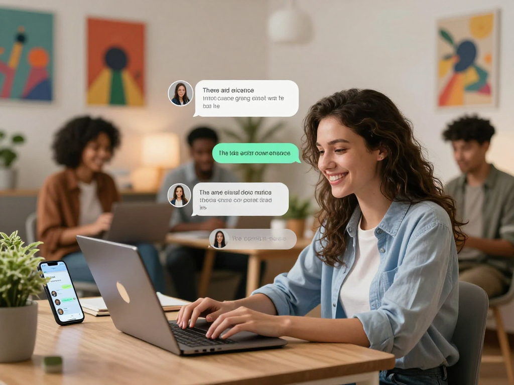 Engaging interaction on ai chat porn platform with users exploring tailored content options in a modern home office.