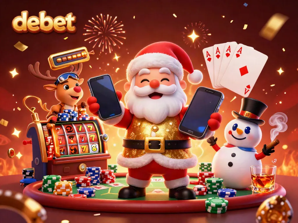 Experience the thrill of debet with Santa and friends celebrating big wins in a vibrant casino