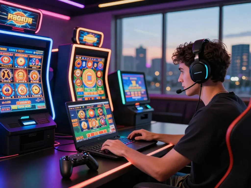 Exciting gaming scene showcasing the best non gamstop casinos UK experience with a player enjoying vibrant online gaming.