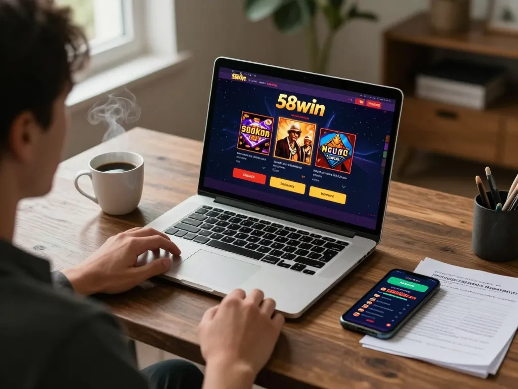 Player engaging with the 58win interface while managing their bankroll responsibly