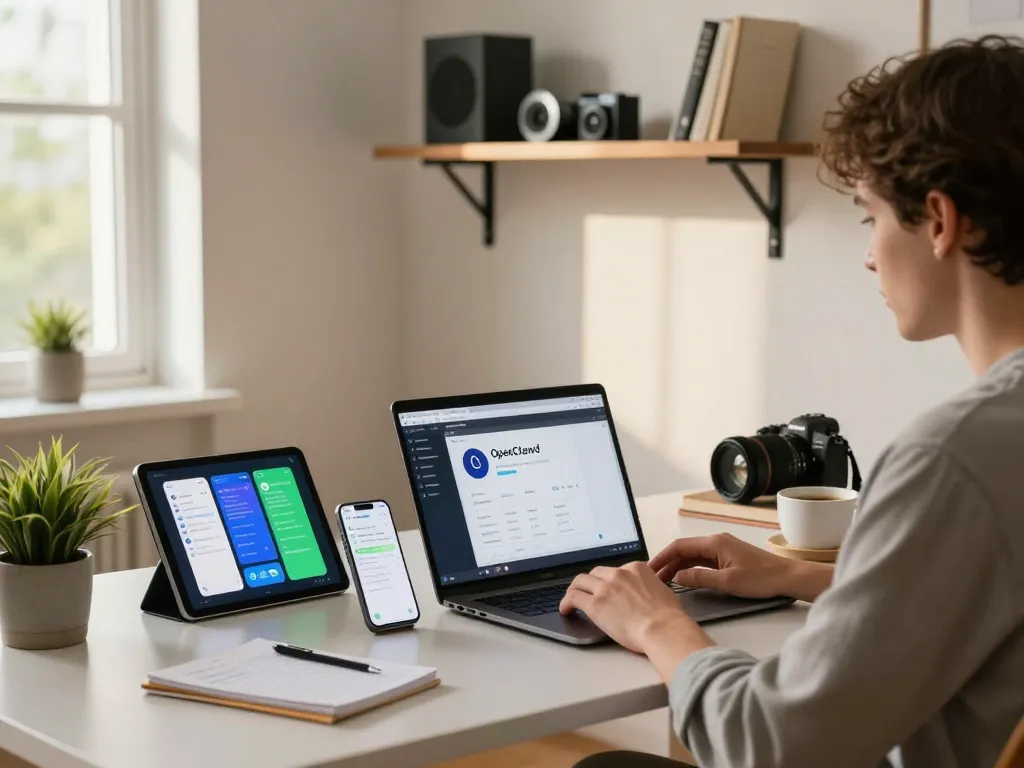 Personal AI assistant setup with clawbot integration in a modern home office.