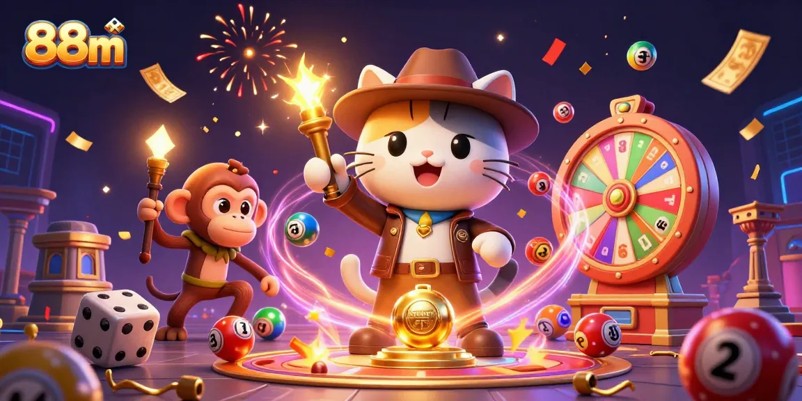 Engage with the 88m casino adventure featuring a cartoon explorer and treasure discoverers.