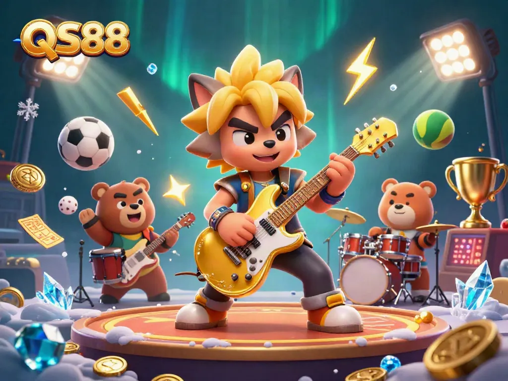 Engage in thrilling gaming adventures at QS88 with dynamic casino elements and vibrant characters.