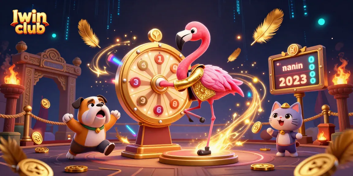 Spin the prize wheel with Iwin club in a vibrant casino-themed digital art.