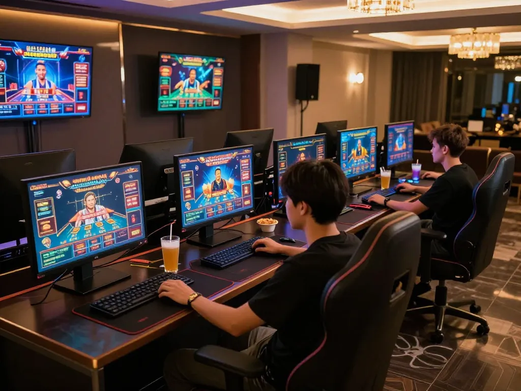 VIN88 player engaging with multiple screens for an immersive online casino experience