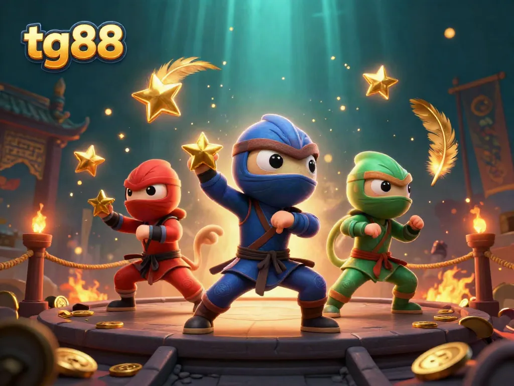 Experience the thrill of tg88's online casino with vibrant ninja chameleons and exciting gaming elements.