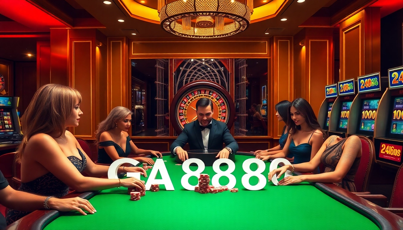 Join the excitement of GA888 poker games at a glamorous casino table.