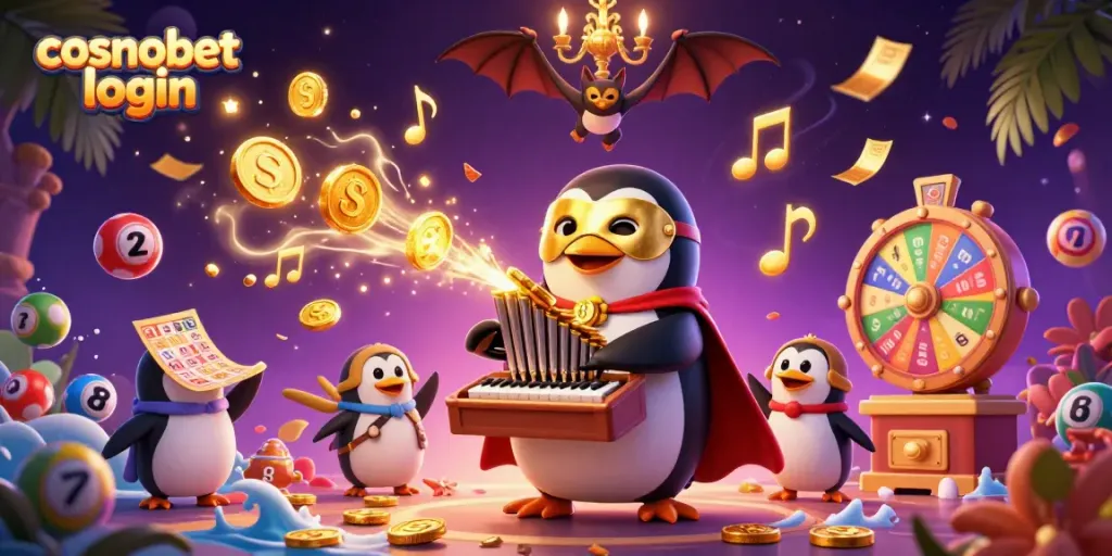 Engage with the cosmobet login featuring a vibrant casino scene with animated characters and exciting gaming elements.