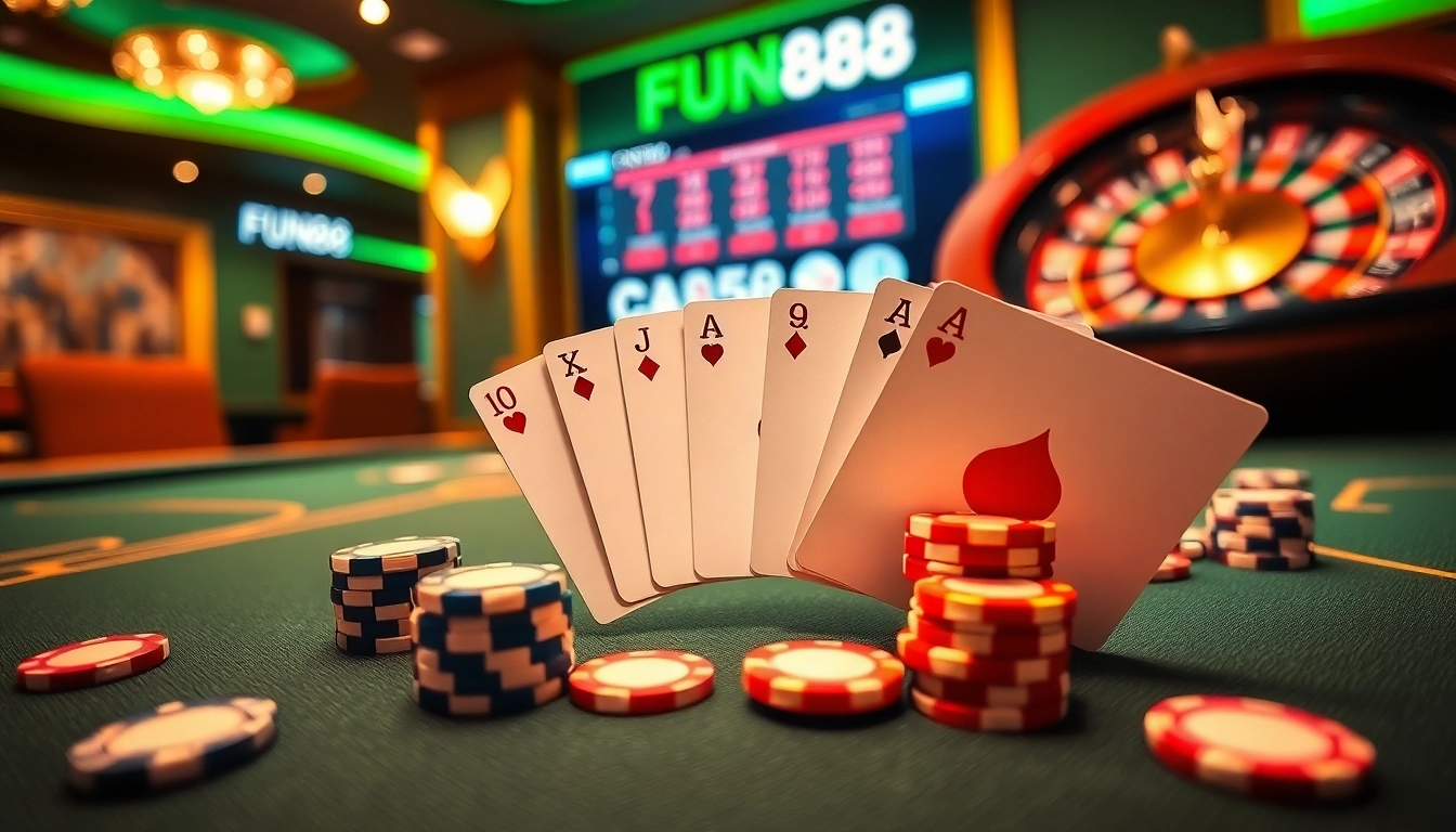 Experience high-stakes gameplay at a FUN88 แท้ casino with vibrant tables and action-packed excitement.