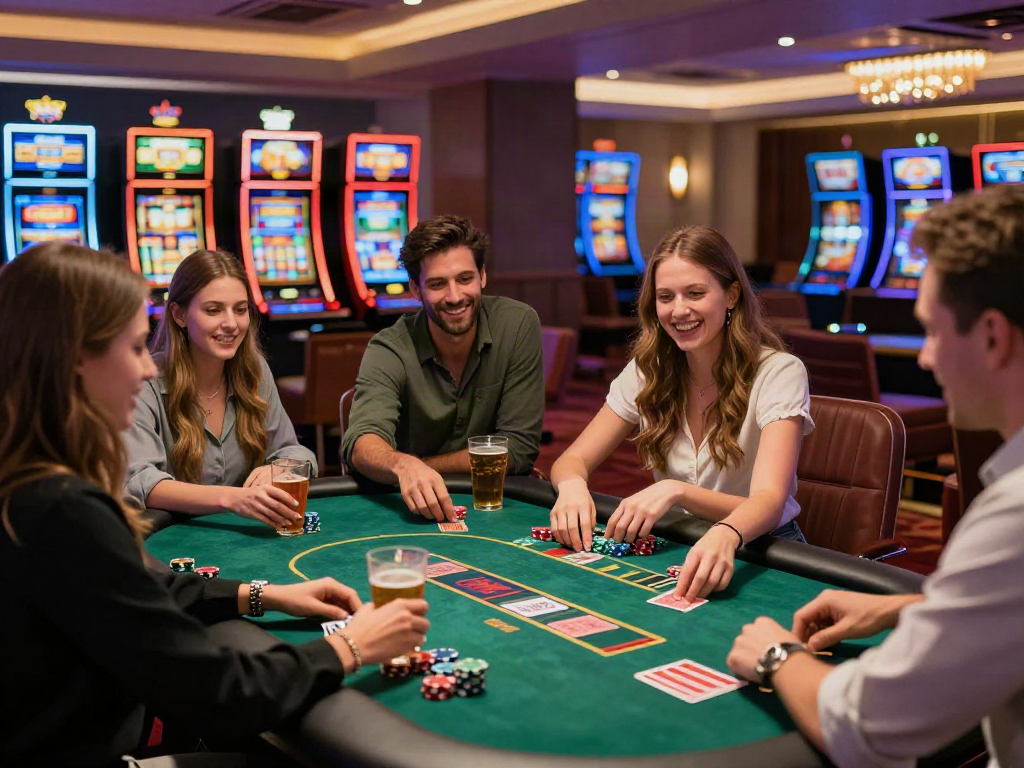 Group enjoying a thrilling game at the best non GamStop casinos UK.
