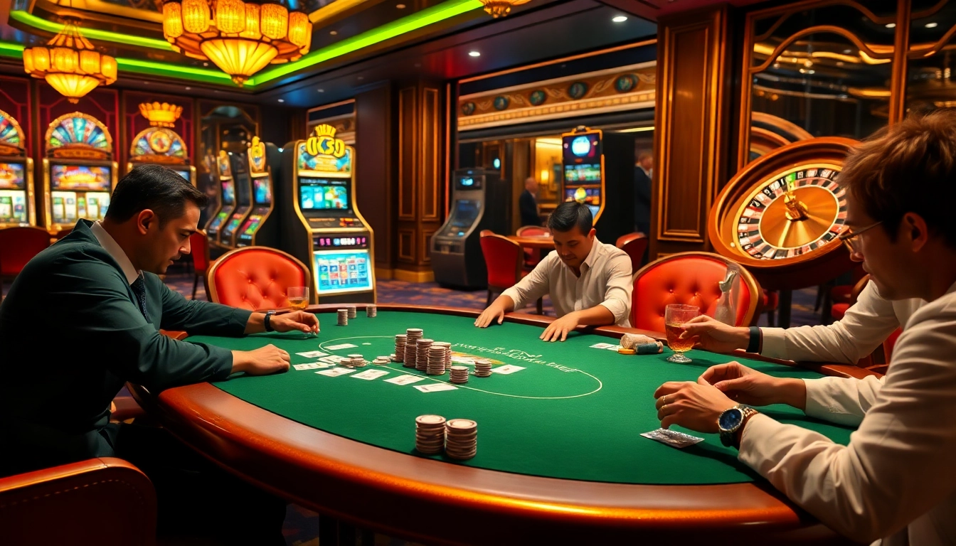 Experience thrilling wins at https://uk88.za.com/ with a luxurious poker night atmosphere featuring stacked chips and intense players.