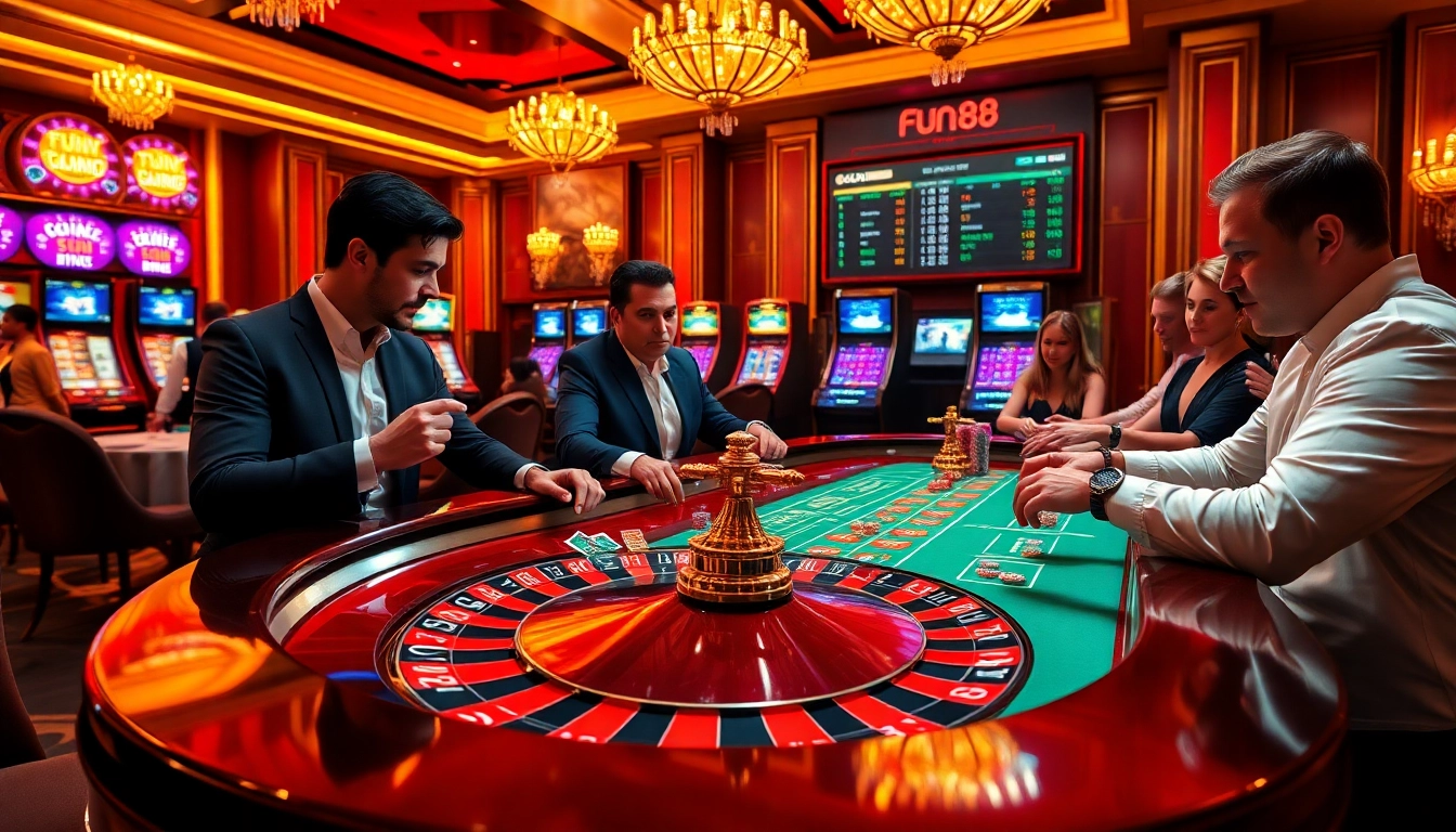 Experience the excitement of Fun 88 with thrilling roulette action and luxurious casino atmosphere.