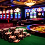 Engaging poker game at a luxurious casino table with vibrant elements of https://go88vn.blog showcasing excitement.