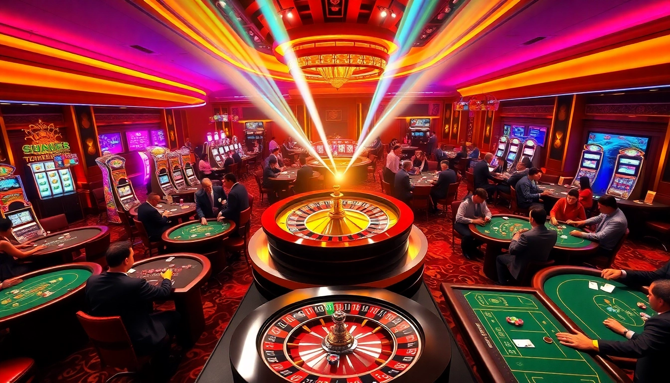 Players enjoying thrilling casino games at https://lucky88s.fit/ with vibrant atmosphere and exciting action.
