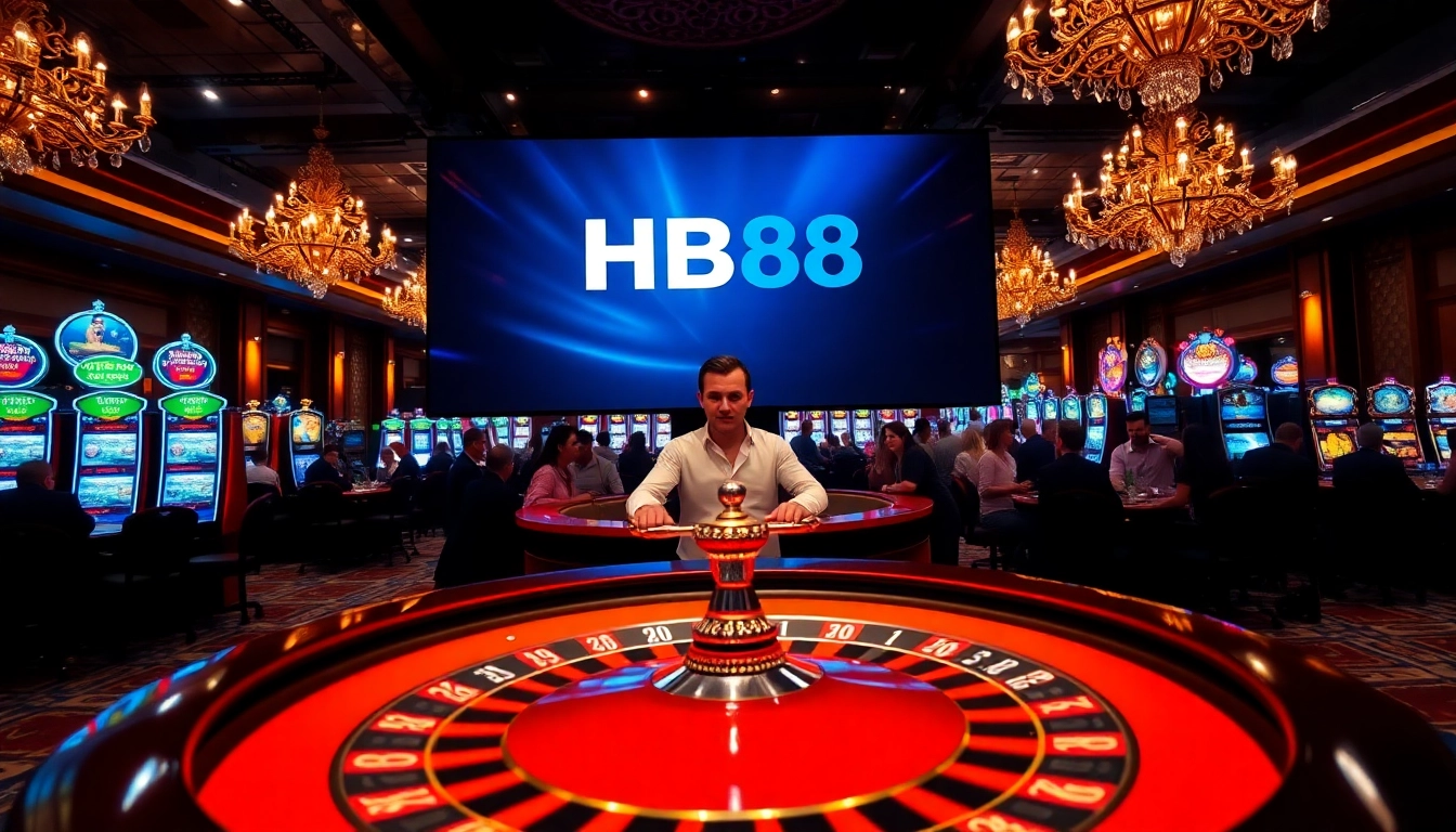 Experience vibrant casino action with HB88 and a professional dealer at the roulette table.