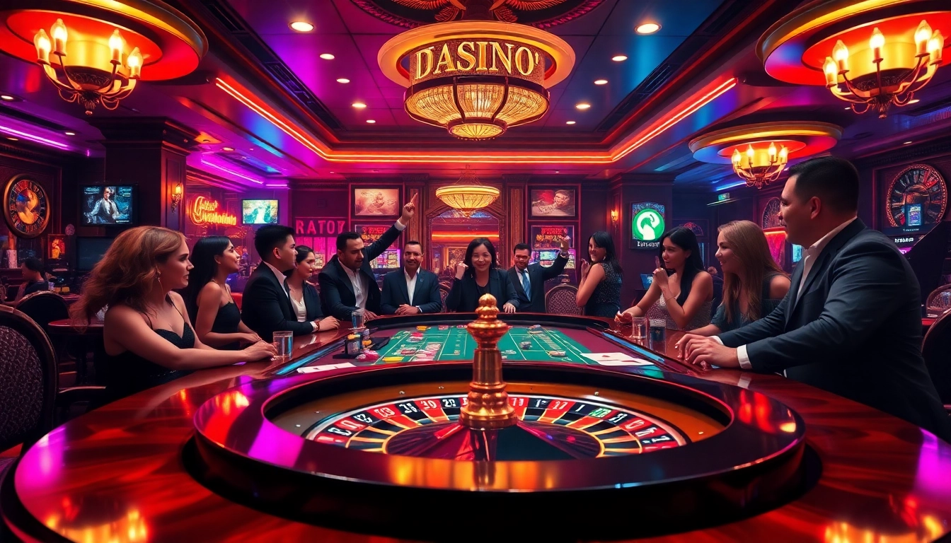 Experience the thrill of gambling at nhà cái S8 with a vibrant casino scene featuring poker chips and roulette.