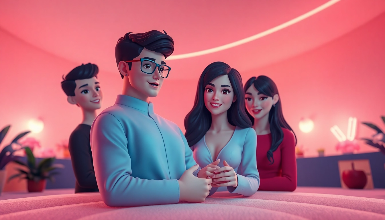 Engaging scene of lively avatars in a romantic chat setting highlighting sex ai interactions.