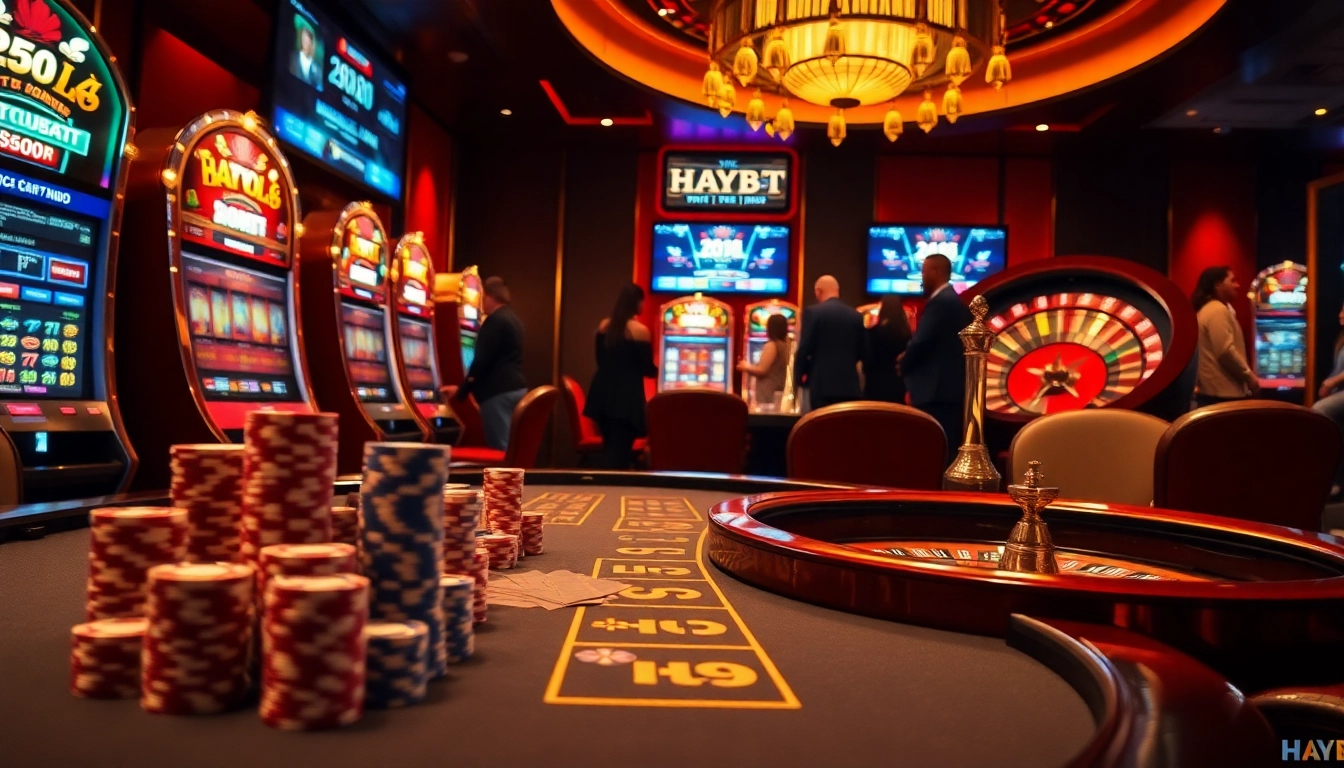 Experience luxury gambling at HAYBET with high stakes poker tables and elegant attire.